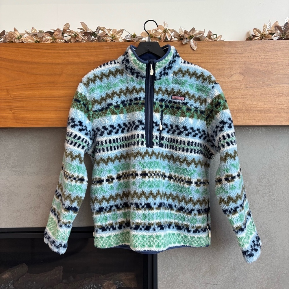 RARE SAMPLE Vineyard Vines Women's Half Zip Fleece Jacket W Breast Pocket Size L